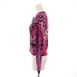 BLUGIRL BLUMARINE カーディガン 長袖 クルーネック ヒョウ柄 レオパード 40 ピンク 黒 /BM