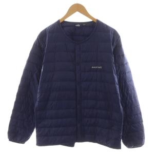 スペリオダウン ラウンドネックジャケット ダウンジャケット ロゴ ナイロン アウター XL 紫 パープル