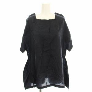 AD2014 コムコム プルオーバー サテン シャツ RO-B014 半袖 ブラウス XS ネイビー 紺