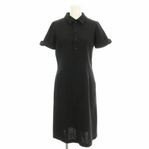 AD2001 半袖 シャツワンピース TE-O005 ひざ丈 S 黒 ブラック /G