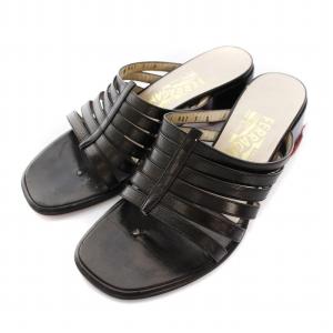 サンダル チャンキーヒール 黒 /YM