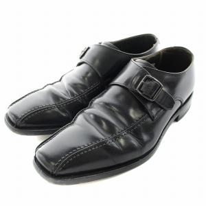ビジネスシューズ ドレスシューズ モンクストラップ スクエアトゥ 26cm ブラック B6DY424 /NQ