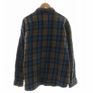 X-LARGE ヘビーウェストフランネルシャツ チェック 長袖 ロゴ刺繍 XL ネイビー ベージュ 101223014006