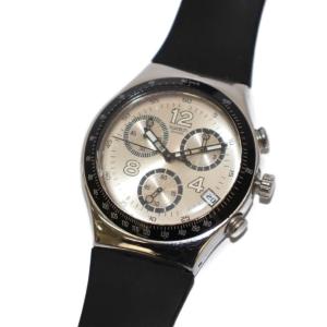 irony 腕時計 クロノグラフ クオーツ ラバーバンド シルバーカラー ブラック /KH