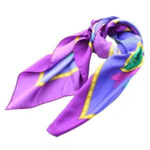 Christian Dior スカーフ 総柄 シルク 青 ブルー 紫 パープル /KU