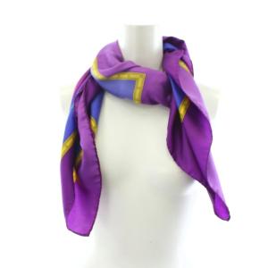 Christian Dior スカーフ 総柄 シルク 青 ブルー 紫 パープル /KU