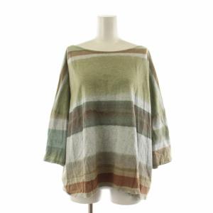 カットソー 七分袖 ボーダー プルオーバー M グリーン グレー J0143UB402 /NQ