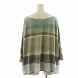 JURGEN LEHL カットソー 七分袖 ボーダー プルオーバー M グリーン グレー J0143UB402 /NQ