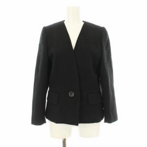 ノーカラージャケット 総裏地 1B ウール M 黒 ブラック 3090KB04 /KU