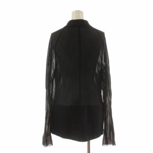 COMME des GARCONS シャツ ブラウス 長袖 シアー切替 シースルー ブラック /NQ