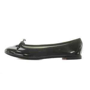 Repetto バレエシューズ  パンプス エナメル フラット リボン 38 24cm ブラック V086V /NQ