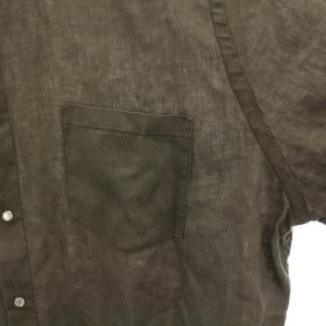 ROBERTO COLLINA リネンシャツ バンドカラー 半袖 48 カーキ /YM