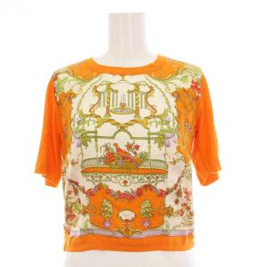 ニットカットソー ヴィンテージ 総柄 切替 半袖 40 オレンジ 71-14466-12009 /YM