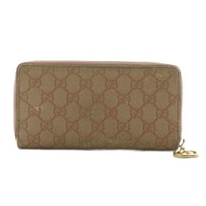 GGスプリーム 長財布 ラウンドファスナー 小銭入れ ベージュ ピンク /AN31 D OH