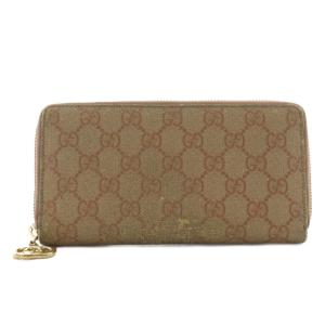 GUCCI GGスプリーム 長財布 ラウンドファスナー 小銭入れ ベージュ ピンク /AN31 D OH