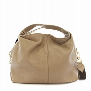 FURLA ホーボー ショルダーバッグ ハンドバッグ 2way レザー チャーム付き ベージュ 茶 ブラウン /YT