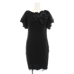 ワンピース ミニ 花モチーフ 半袖 0 黒 015-140015 /YM