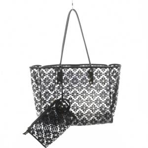 トートバッグ ハンドバーグ ショルダーバッグ クリアバッグ 総柄 黒 ブラック /AN15
