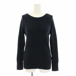 ニット セーター Uネック 長袖 コットン S 紺 ネイビー /YT