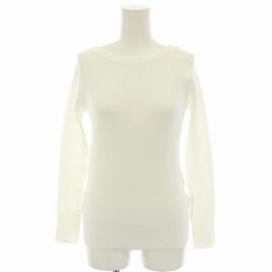 ニット セーター Uネック 長袖 コットン S 白 ホワイト /YT