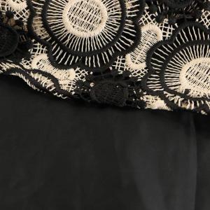 OBLI ケミカルレーススカート フレアスカート ロング丈 花刺繍 0 ベージュ 黒 ブラック 22TNNB34-0