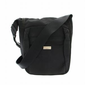 ショルダーバッグ ナイロン ロゴプレート 黒 ブラック /YT