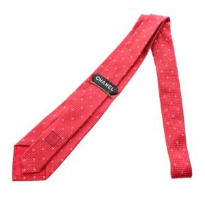 CHANEL ネクタイ レギュラータイ ココマーク ロゴ ドット柄 シルク 赤 レッド /KU