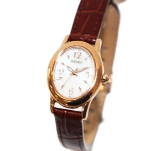 ソーラー オーバルフェイス 腕時計 レザーバンド ゴールドカラー ブラウン V117-0CR0 /KH