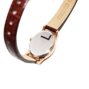 SEIKO ソーラー オーバルフェイス 腕時計 レザーバンド ゴールドカラー ブラウン V117-0CR0 /KH