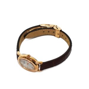 SEIKO ソーラー オーバルフェイス 腕時計 レザーバンド ゴールドカラー ブラウン V117-0CR0 /KH