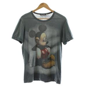 Disney ディズニー Tシャツ カットソー 半袖 クルーネック ミッキー プリント 46 グレー /KU