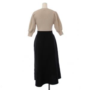 BARNEYS NEW YORK ワンピース ロング 半袖 F ベージュ ブラック 2199892 /BM