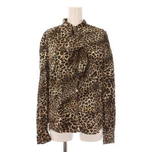 ボウタイシャツ ブラウス 長袖 ヒョウ柄 レオパード 2 ベージュ 黒 10-42-01-066 /BM