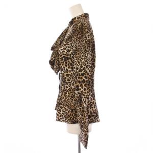 NARA CAMICIE ボウタイシャツ ブラウス 長袖 ヒョウ柄 レオパード 2 ベージュ 黒 10-42-01-066 /BM