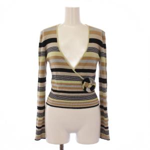 カシュクール ニット カーディガン ボーダー柄 ラメ 36 ベージュ P17171V00904