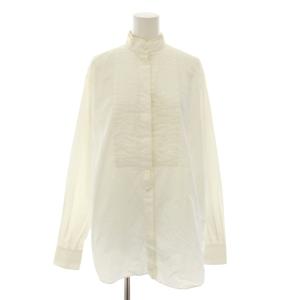 シャツ ブラウス バンドカラー 長袖 ピンタック 36 白 ホワイト /YT