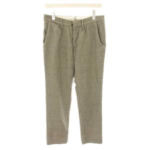 ウールパンツ スラックス ボタンフライ 総柄 46 グレー 茶 ブラウン 1AA200 /YT