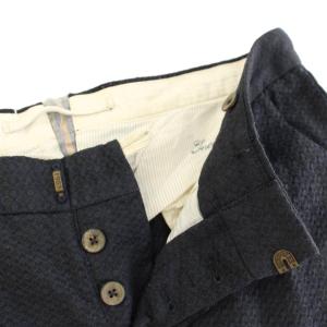 INCOTEX ウールパンツ スラックス ボタンフライ 総柄 48 紺 ネイビー 1AA200 /YT