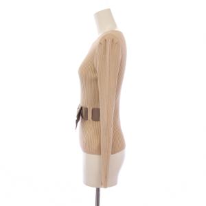 M'S GRACY ニット セーター 長袖 クルーネック リブ リボン 38 ベージュ /BM