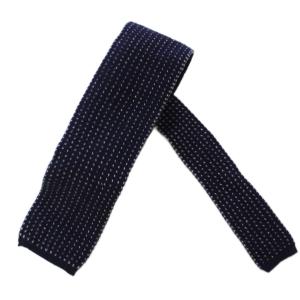 ニット ネクタイ 総柄 イタリア製 ネイビー /BM
