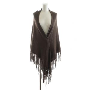 ストール フリンジ ウール混 カシミヤ混 茶 ブラウン /AN1
