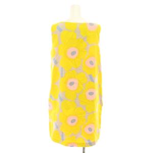 marimekko ワンピース ひざ丈 ノースリーブ ウニッコ柄 花柄 36 黄 イエロー ベージュ 52531-42075