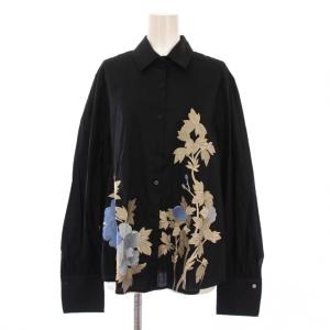 シャツ ブラウス 長袖 刺繍 2 黒 /BM