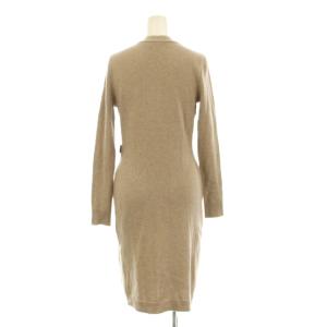 LAUREN RALPH LAUREN ニットワンピース ひざ丈 長袖 カシュクール サイドベルト ウール XS ベージュ 200808234001