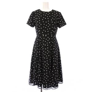 ワンピース ドット 半袖 レース ひざ丈 36 黒 3733 5058-0 /TK