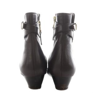 himiko elegance ショートブーツ ヒール アーモンドトゥ バックルデザイン レザー 23.5cm 茶 ブラウン