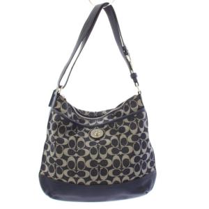 シグネチャー デニム キャンバス ショルダーバッグ 紺 F33257 /TK