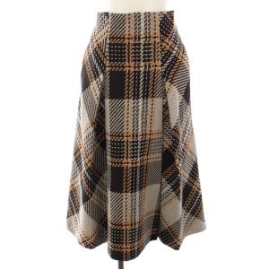 23AW ロービングチェックスカート フレア ミモレ丈 ロング チェック柄 1 茶 SWFS234024