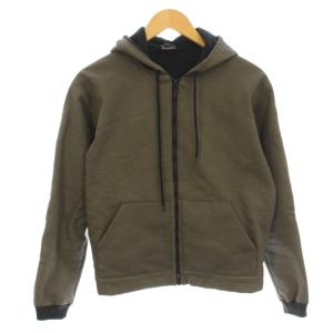 パーカー フーディー 長袖 ジップアップ 裏起毛 コーティング加工 M カーキ /KU