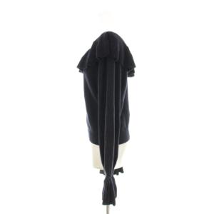 GRACE CONTINENTAL 22SS フレアラメニットトップ セーター 長袖 Vネック リボン シルク混 36 紺 ネイビー 0122143107
